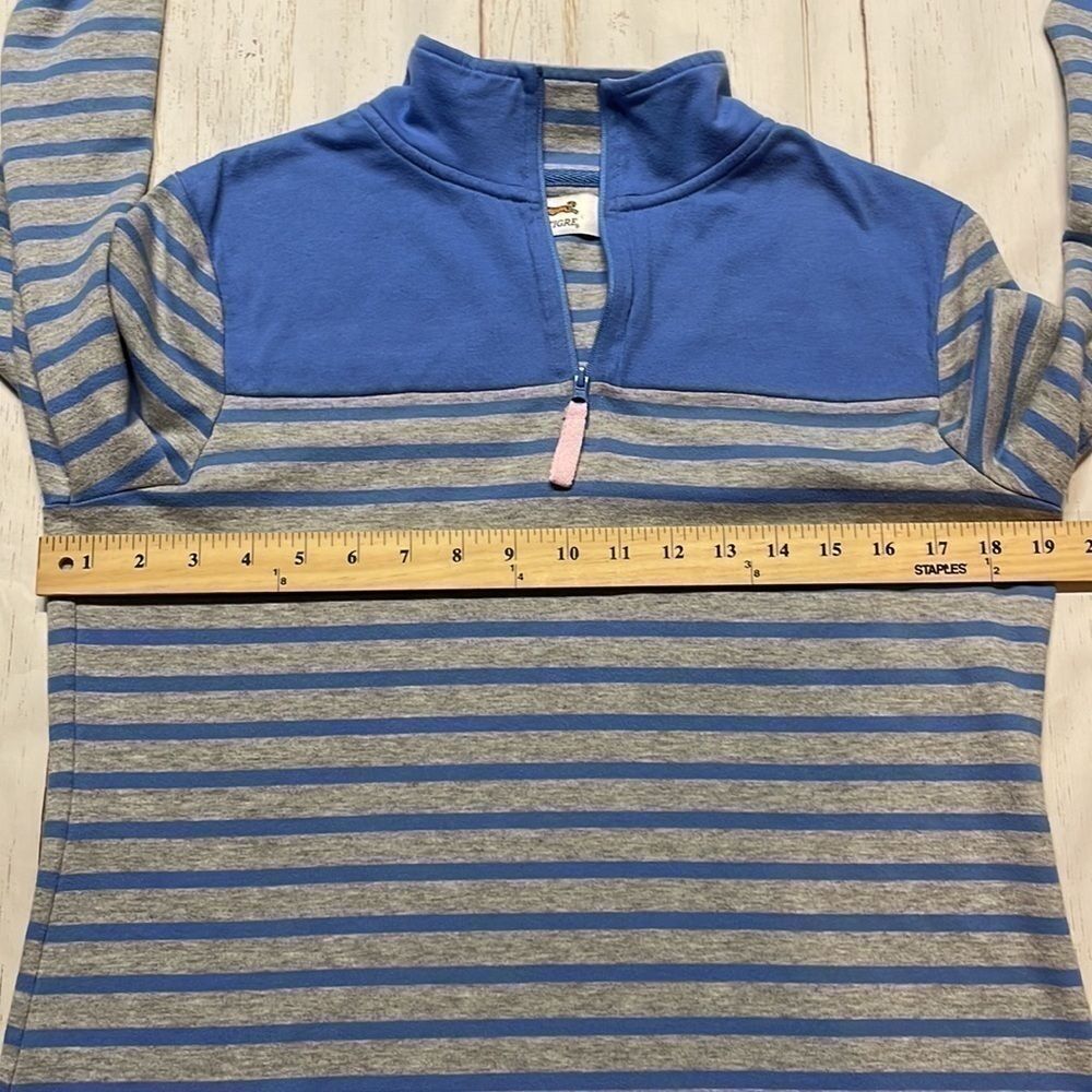 Le Tigre woman, three-quarter zip, long sleeve top size M gray/sky blue - Picture 6 of 7